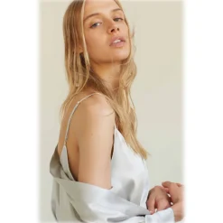 by Dariia Day - Long Silk Robe - Silver Grey - Fashion - New Collection - Mulberry Silk - Artisan Silk Robe - Luxury - Avvenice