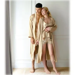 by Dariia Day - Long Silk Robe - French Beige - Fashion - New Collection - Mulberry Silk - Artisan Silk Robe - Luxury - Avvenice