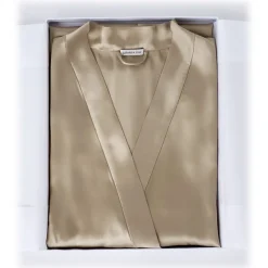 by Dariia Day - Long Silk Robe - French Beige - Fashion - New Collection - Mulberry Silk - Artisan Silk Robe - Luxury - Avvenice