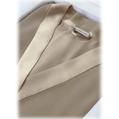 by Dariia Day - Long Silk Robe - French Beige - Fashion - New Collection - Mulberry Silk - Artisan Silk Robe - Luxury - Avvenice