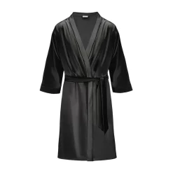 by Dariia Day - Long Silk Robe - Midnight Black - Fashion - New Collection - Mulberry Silk - Artisan Silk Robe - Luxury - Avvenice
