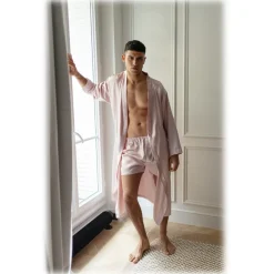 by Dariia Day - Long Silk Robe - Blush Pink - Fashion - New Collection - Mulberry Silk - Artisan Silk Robe - Luxury - Avvenice