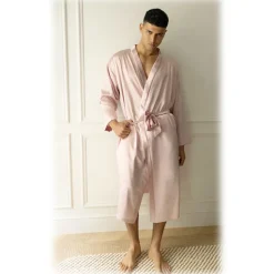 by Dariia Day - Long Silk Robe - Blush Pink - Fashion - New Collection - Mulberry Silk - Artisan Silk Robe - Luxury - Avvenice