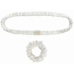 by Dariia Day - Silk Headband and Scrunchie Set - Powder White - Mulberry Silk - Artisan Silk Headband and Scrunchie - Luxury - Avvenice