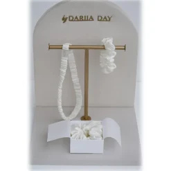 by Dariia Day - Silk Headband and Scrunchie Set - Powder White - Mulberry Silk - Artisan Silk Headband and Scrunchie - Luxury - Avvenice