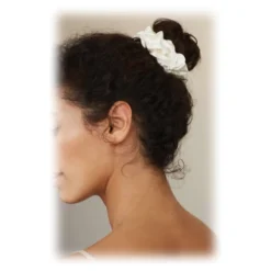 by Dariia Day - Silk Headband and Scrunchie Set - Powder White - Mulberry Silk - Artisan Silk Headband and Scrunchie - Luxury - Avvenice