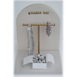 by Dariia Day - Silk Headband and Scrunchie Set - Silver Grey - Mulberry Silk - Artisan Silk Headband and Scrunchie - Luxury - Avvenice