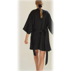 by Dariia Day - Silk Robe - Black Midnight - Fashion - New Collection - Mulberry Silk - Artisan Silk Robe - Luxury - Avvenice