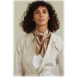 by Dariia Day - Silk Scarf Square - French Beige - Fashion - New Collection - Mulberry Silk - Artisan Silk Scarf - Luxury - Avvenice