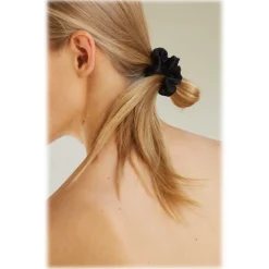 by Dariia Day - Silk Scrunchie - Midnight Black - Fashion - Accessories - Mulberry Silk - Artisan Silk Scrunchie - Luxury - Avvenice
