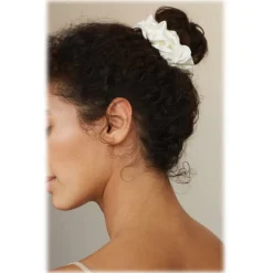 by Dariia Day - Silk Scrunchie - Powder White - Fashion - Accessories - Mulberry Silk - Artisan Silk Scrunchie - Luxury - Avvenice