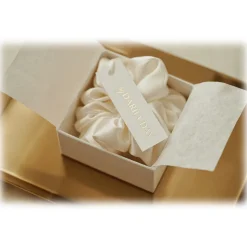 by Dariia Day - Silk Scrunchie - Powder White - Fashion - Accessories - Mulberry Silk - Artisan Silk Scrunchie - Luxury - Avvenice