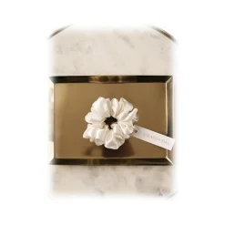 by Dariia Day - Silk Scrunchie - Powder White - Fashion - Accessories - Mulberry Silk - Artisan Silk Scrunchie - Luxury - Avvenice