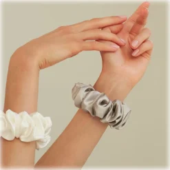by Dariia Day - Silk Scrunchie - Powder White - Fashion - Accessories - Mulberry Silk - Artisan Silk Scrunchie - Luxury - Avvenice