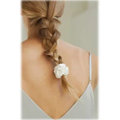 by Dariia Day - Silk Scrunchie - Powder White - Fashion - Accessories - Mulberry Silk - Artisan Silk Scrunchie - Luxury - Avvenice