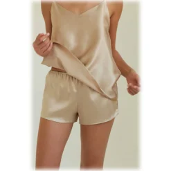 by Dariia Day - Silk Shorts - French Beige - Fashion - New Collection - Mulberry Silk - Artisan Silk Shorts - Luxury - Avvenice