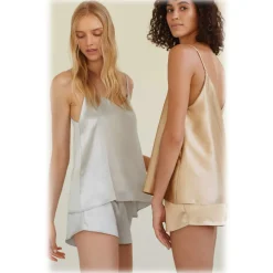 by Dariia Day - Silk Shorts - French Beige - Fashion - New Collection - Mulberry Silk - Artisan Silk Shorts - Luxury - Avvenice