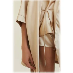 by Dariia Day - Silk Shorts - French Beige - Fashion - New Collection - Mulberry Silk - Artisan Silk Shorts - Luxury - Avvenice