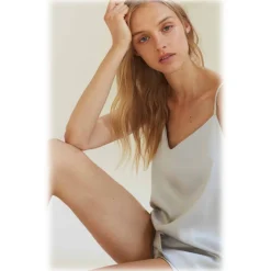 by Dariia Day - Silk Top - Silver Grey - Fashion - New Collection - Mulberry Silk - Artisan Silk Top - Luxury - Avvenice