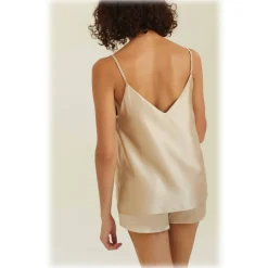 by Dariia Day - Silk Top - French Beige - Fashion - New Collection - Mulberry Silk - Artisan Silk Top - Luxury - Avvenice