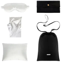 by Dariia Day - Silk Travel Set - Powder White - Mulberry Silk - Artisan Silk Travel Set - Luxury - Avvenice