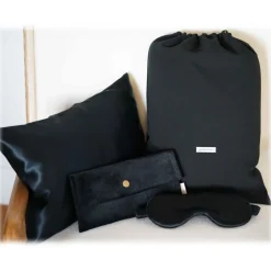 by Dariia Day - Silk Travel Set - Midnight Black - Mulberry Silk - Artisan Silk Travel Set - Luxury - Avvenice