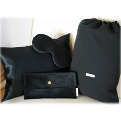 by Dariia Day - Silk Travel Set - Midnight Black - Mulberry Silk - Artisan Silk Travel Set - Luxury - Avvenice