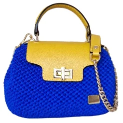CapriNina - Capriccio - Fine Bag Handmade in Capri - Yellow Blue - Handmade in Italy - Exclusive Luxury - Avvenice