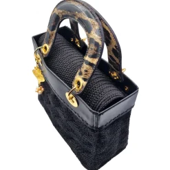 CapriNina - CapriDì - Fine Bag Handmade in Capri - Black Leopard - Handmade in Italy - Exclusive Luxury - Avvenice
