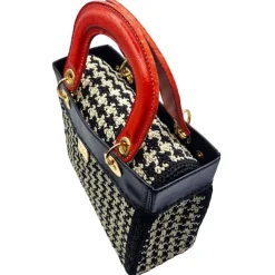 CapriNina - CapriDì - Fine Bag Handmade in Capri - Red Pied de Poule - Handmade in Italy - Exclusive Luxury - Avvenice