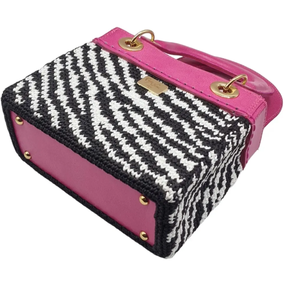 CapriNina - CapriDì Mini - Fine Bag Handmade in Capri - Pink Zebra - Handmade in Italy - Exclusive Luxury - Avvenice