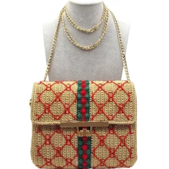 CapriNina - CapriGu - Fine Bag Handmade in Capri - Gold Embroidery Red - Handmade in Italy - Exclusive Luxury - Avvenice