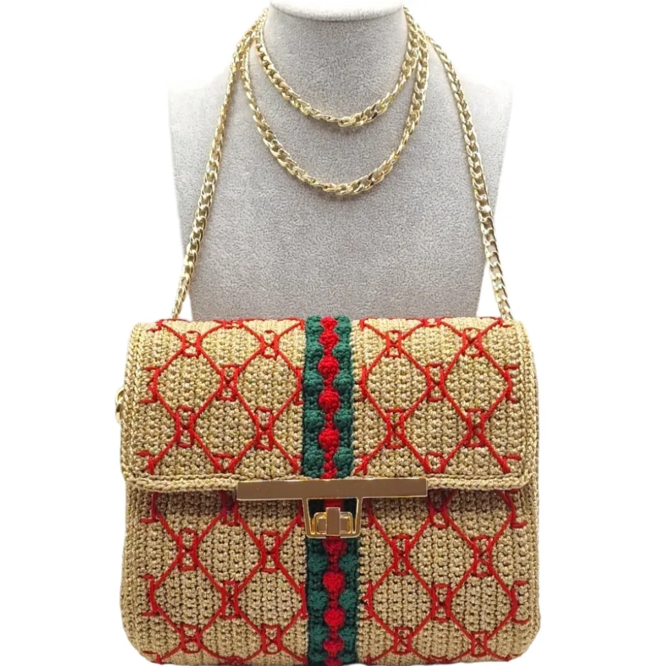 CapriNina - CapriGu - Fine Bag Handmade in Capri - Gold Embroidery Red - Handmade in Italy - Exclusive Luxury - Avvenice