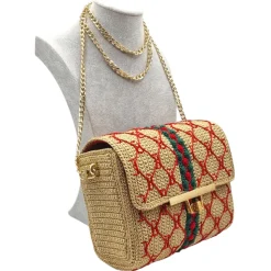 CapriNina - CapriGu - Fine Bag Handmade in Capri - Gold Embroidery Red - Handmade in Italy - Exclusive Luxury - Avvenice