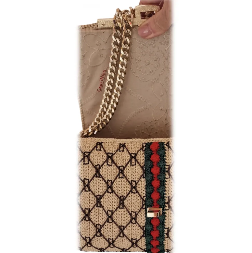 CapriNina - CapriGu - Fine Bag Handmade in Capri - Beige - Handmade in Italy - Exclusive Luxury - Avvenice