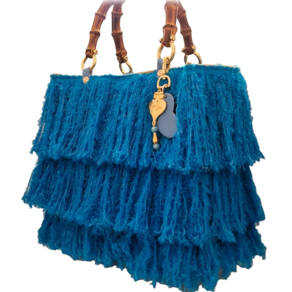 CapriNina - Le Charleston - Fine Bag Handmade in Capri - Turquoise - Handmade in Italy - Exclusive Luxury - Avvenice