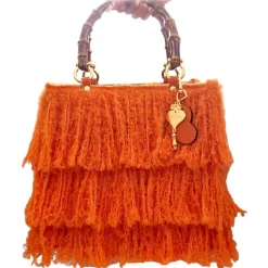 CapriNina - Le Charleston - Fine Bag Handmade in Capri - Orange - Handmade in Italy - Exclusive Luxury - Avvenice