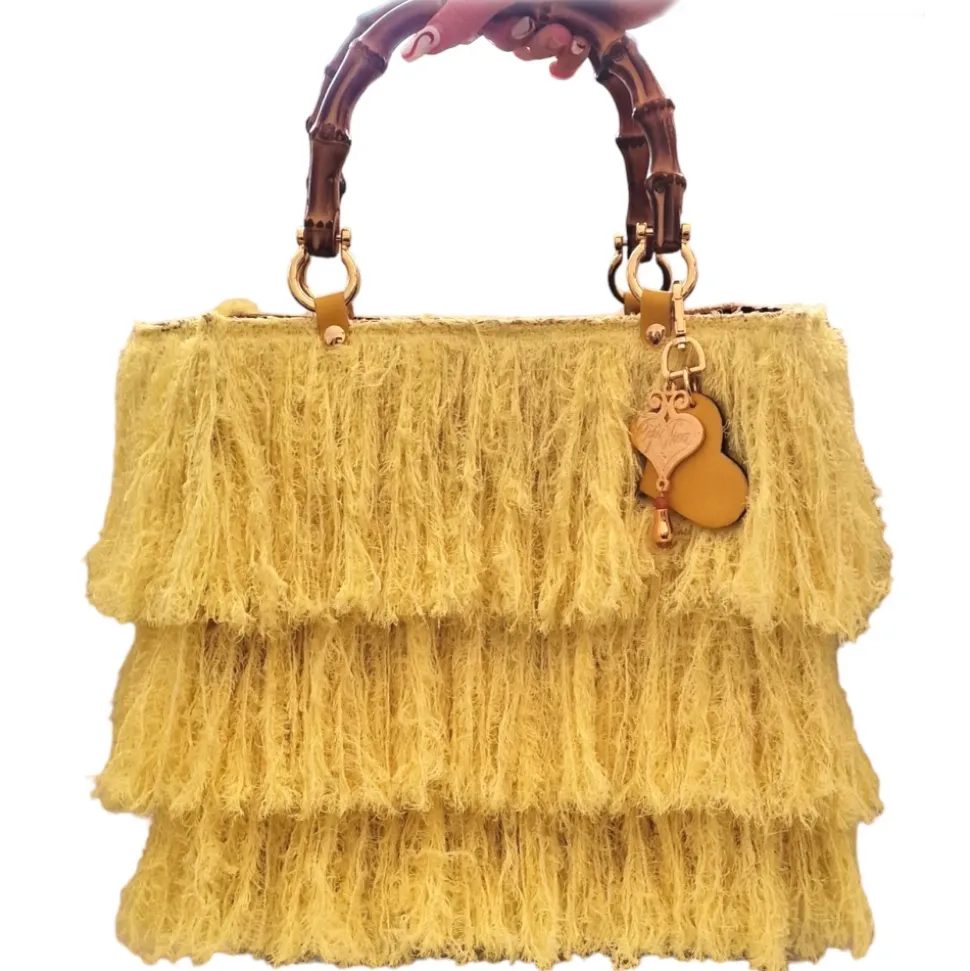 CapriNina - Le Charleston - Fine Bag Handmade in Capri - Yellow - Handmade in Italy - Exclusive Luxury - Avvenice