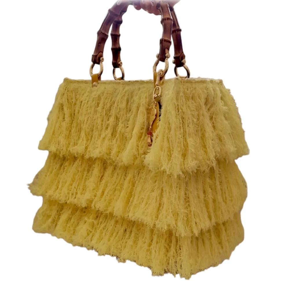CapriNina - Le Charleston - Fine Bag Handmade in Capri - Yellow - Handmade in Italy - Exclusive Luxury - Avvenice