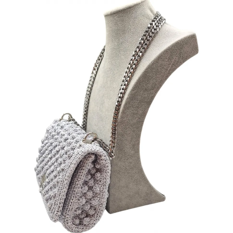 CapriNina - Ninetta Silke - Fine Bag Handmade in Capri - Pearl Grey - Handmade in Italy - Exclusive Luxury - Avvenice