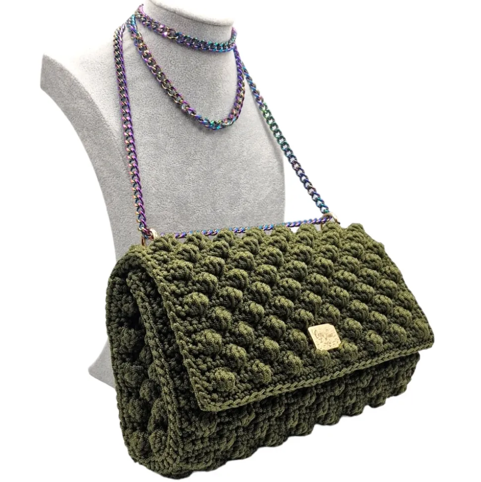 CapriNina - Ninetta Versy - Fine Bag Handmade in Capri - Military Green - Handmade in Italy - Exclusive Luxury - Avvenice
