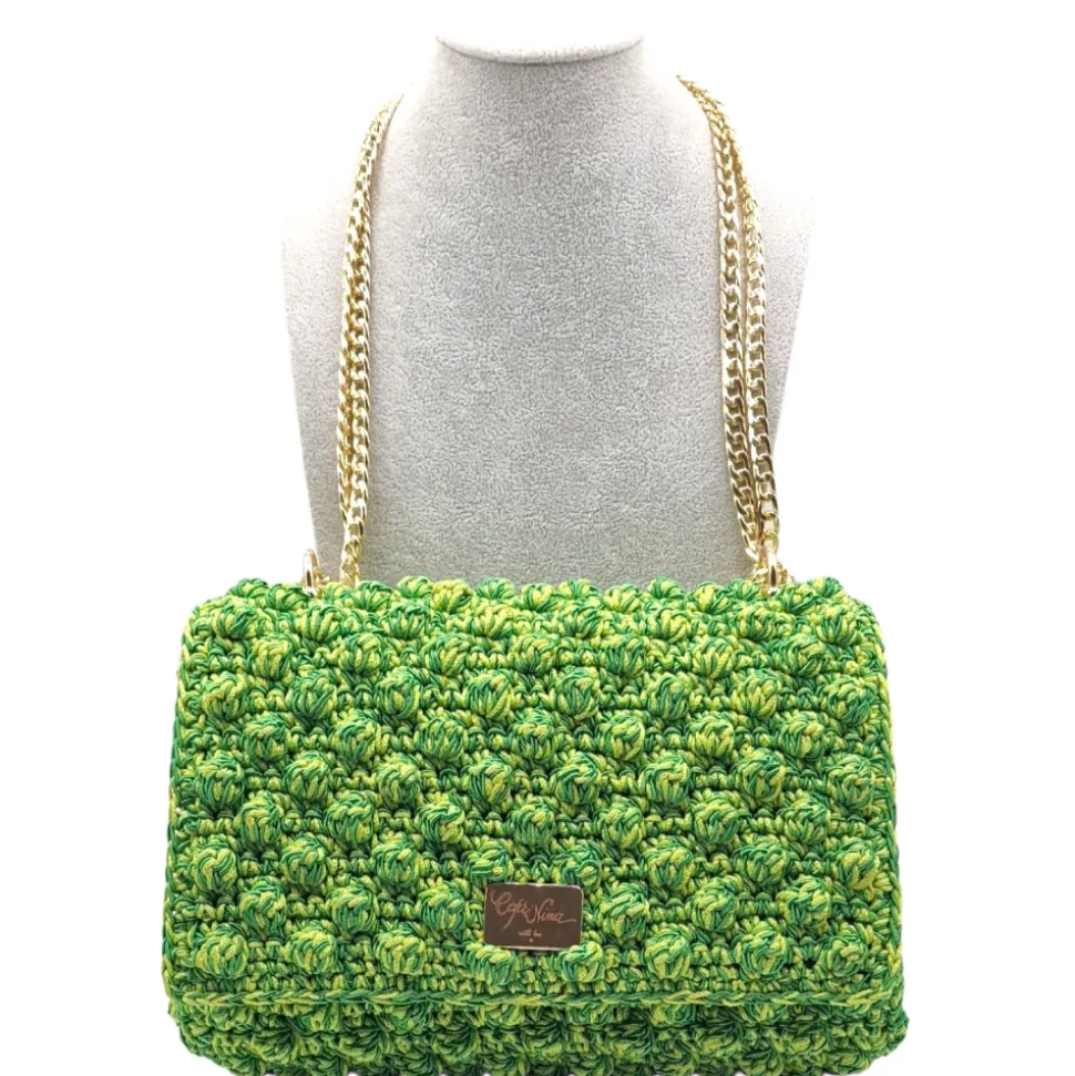 CapriNina - Ninetta Versy - Fine Bag Handmade in Capri - Double Green - Handmade in Italy - Exclusive Luxury - Avvenice