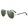 Cartier - Aviator - Brushed Golden Metal Polarised Green Lenses - Santos de Cartier - Sunglasses - Cartier Eyewear - Avvenice