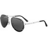 Cartier - Aviator – Brushed Platinum Metal Gray Lenses - Santos de Cartier - Sunglasses - Cartier Eyewear - Avvenice