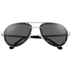 Cartier - Aviator – Brushed Platinum Metal Gray Lenses - Santos de Cartier - Sunglasses - Cartier Eyewear - Avvenice
