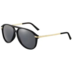 Cartier - Aviator - Combined Black Gold Champagne - Santos de Cartier - Sunglasses - Cartier Eyewear - Avvenice
