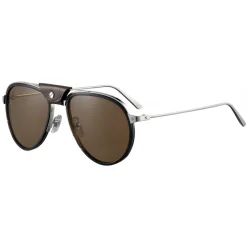 Cartier - Aviator - Metal Black Horn Carbon Platinum Brown - Santos de Cartier - Sunglasses - Cartier Eyewear - Avvenice