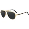 Cartier - Aviator - Metal Black Gold Chamapagne Grey - Santos de Cartier - Sunglasses - Cartier Eyewear - Avvenice
