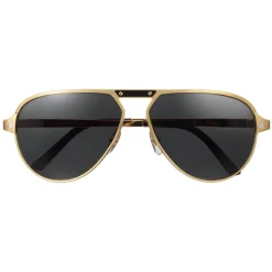 Cartier - Aviator - Metal Black Gold Chamapagne Grey - Santos de Cartier - Sunglasses - Cartier Eyewear - Avvenice