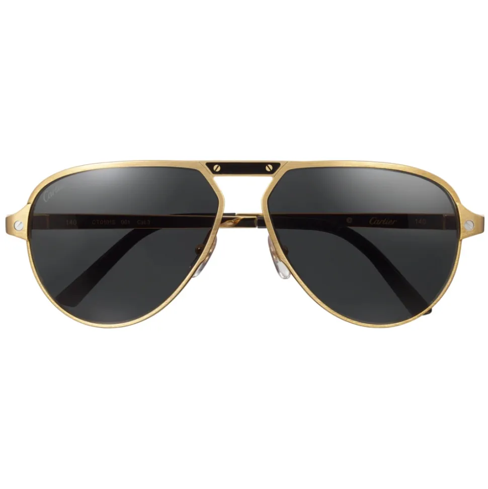 Cartier - Aviator - Metal Black Gold Chamapagne Grey - Santos de Cartier - Sunglasses - Cartier Eyewear - Avvenice